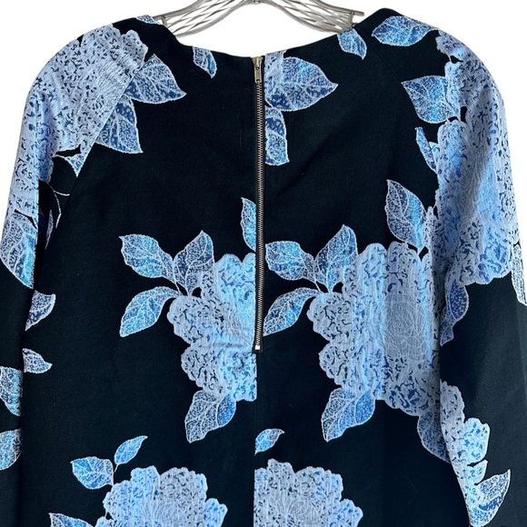 Beulah Black and Silver Iridescent Blue Glitter Floral Print NWT Dress Size Med - Picture 8 of 9